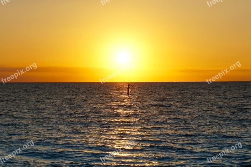 Paddleboard Sunset Maui Free Photos