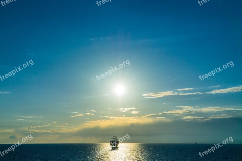 Ship Sea Sun Boat Water