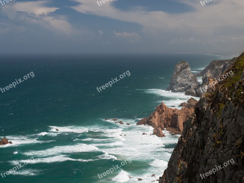 Cape Roca Portugal Rocks Ocean Lighthouse