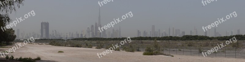 Dubai Panorama Burj Khalifa Uae Arab