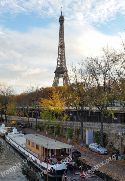 France Paris Eiffel Tower The Seine Free Photos