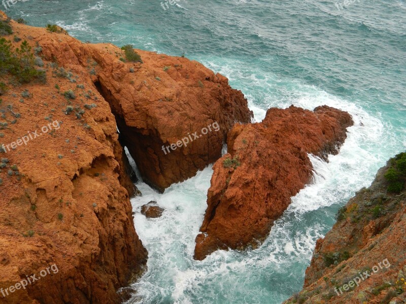 St Raphael Cote D'azure Sea Landscape Rock