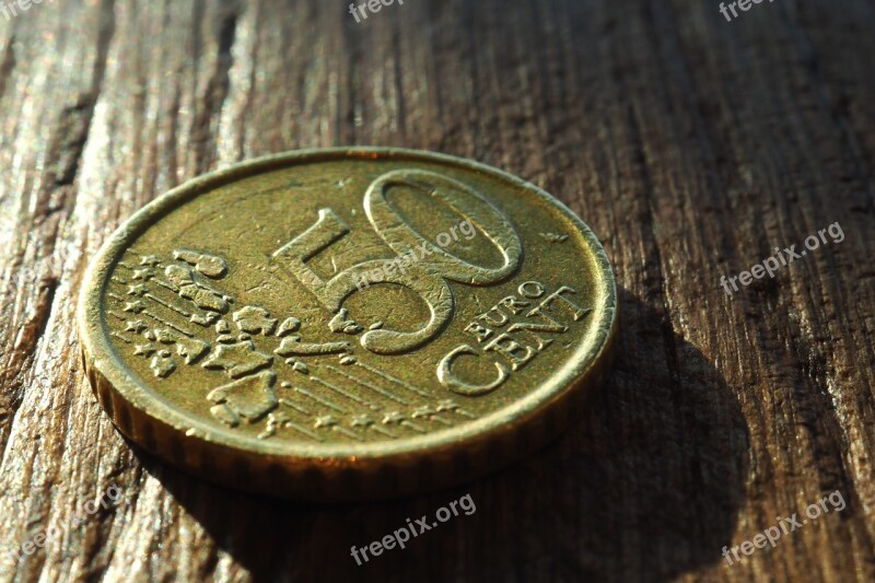 Coin Money Wood Table Euro