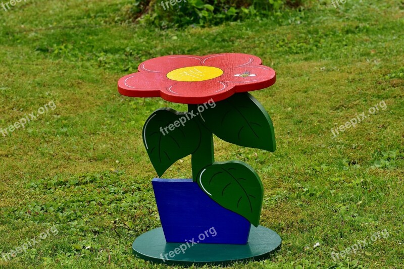 Side Table Hand Labor Wood Hand Painted Flower