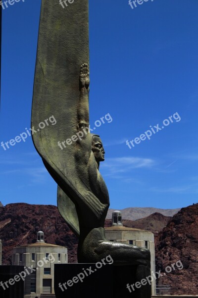 Hoover Dam Statue Nevada Free Photos