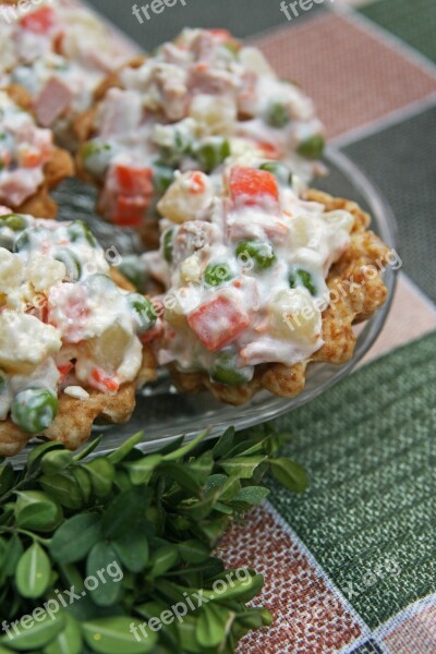 Russian Salad Puff Pastry Cups Macro Food Green