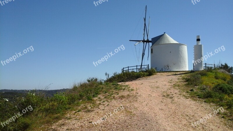 Wind Mill Portugal Hill Top Old Sky