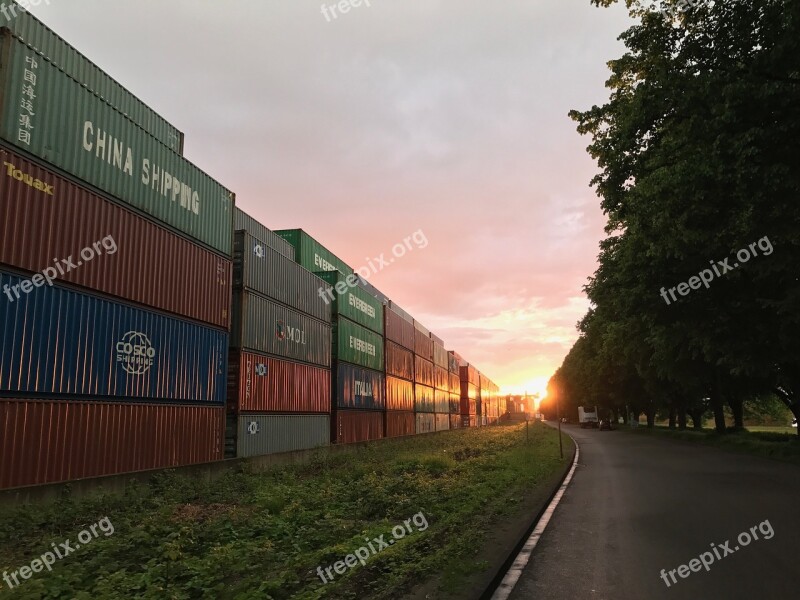 Container Sun Industry Sky Sunset