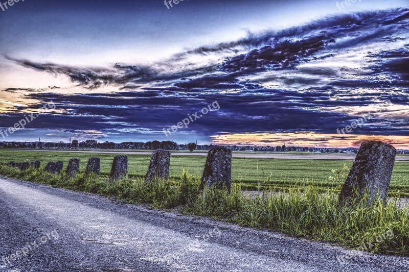 Road Landscape Clouds Sky Away