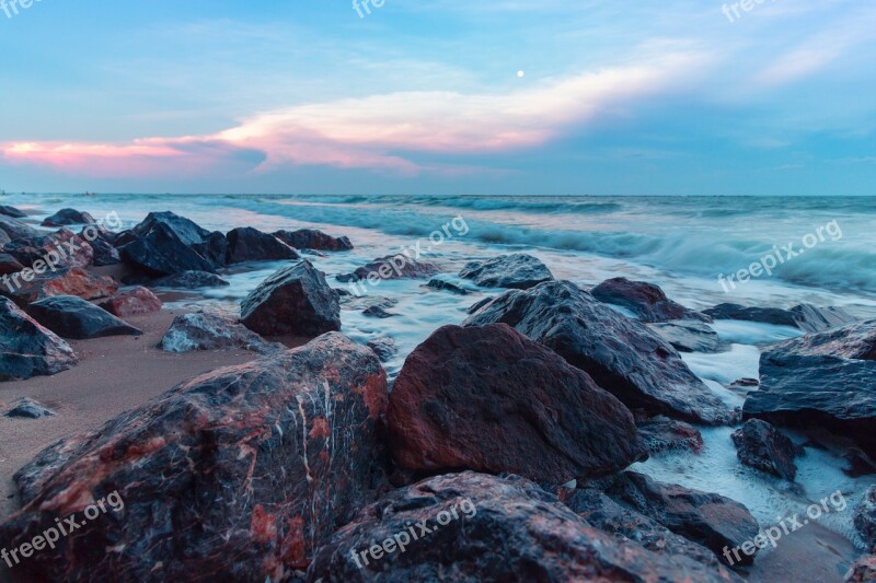 Sea Sandy Beach Seashore Wave Sea Water