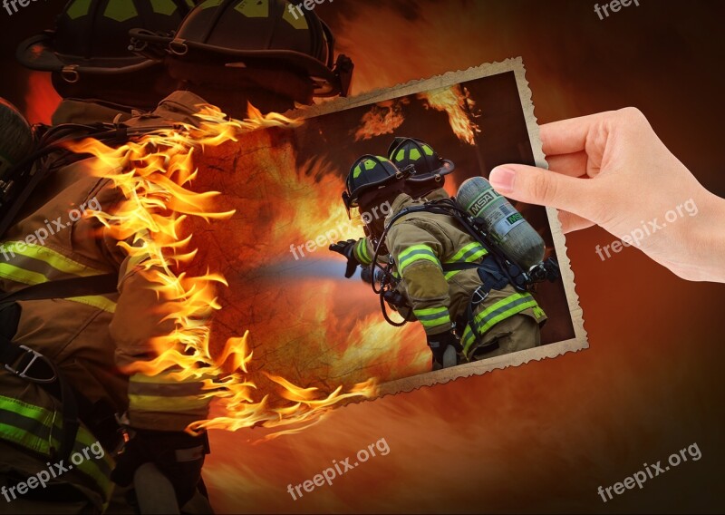 Photomontage Fire Training Live Protection