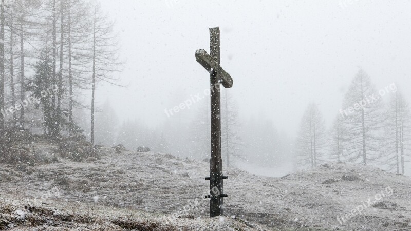 Winter Snow Snowfall Cross Wintry