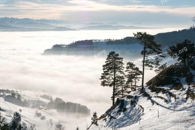 Winter Landscape Mountains Switzerland Tösstal