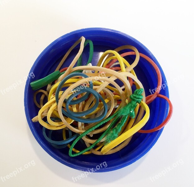 Rubber Rings Rubber Bands Office Close Up Office Supplies