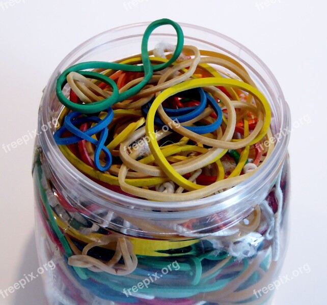 Rubber Rings Rubber Bands Office Close Up Office Supplies