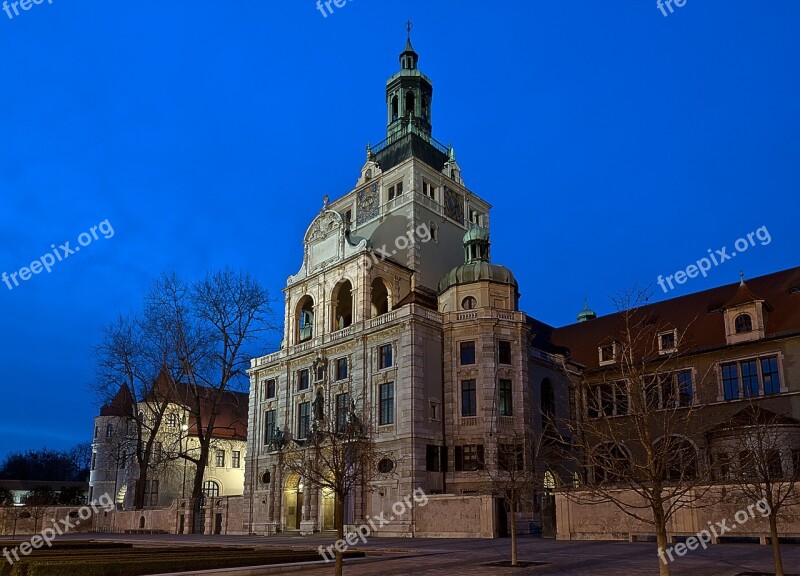 National Museum Munich Bavaria Night Photograph Isar