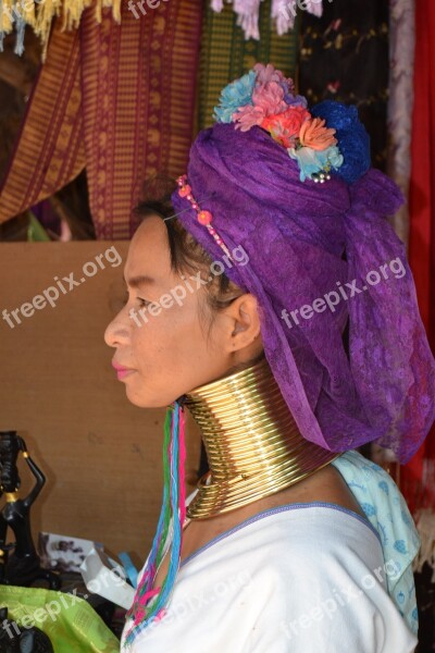 Women Female Giraffe Padaung Thailand Neck