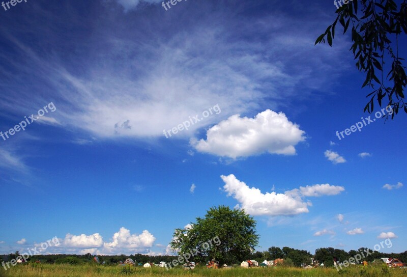 Landscape Summer Sunny Day Siberia Blue Sky