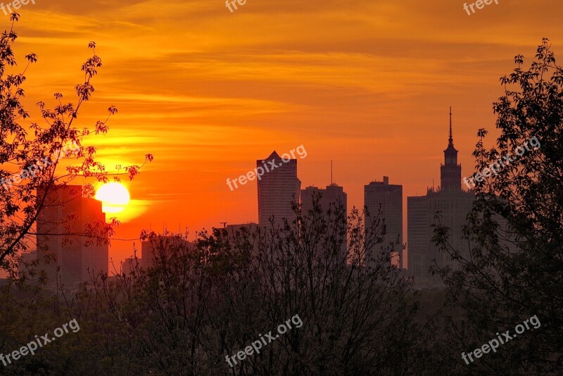 Warsaw The Centre Of City Skyscrapers Buildings