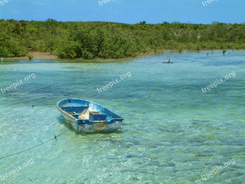 Dingy Ocean Teal Water Sea