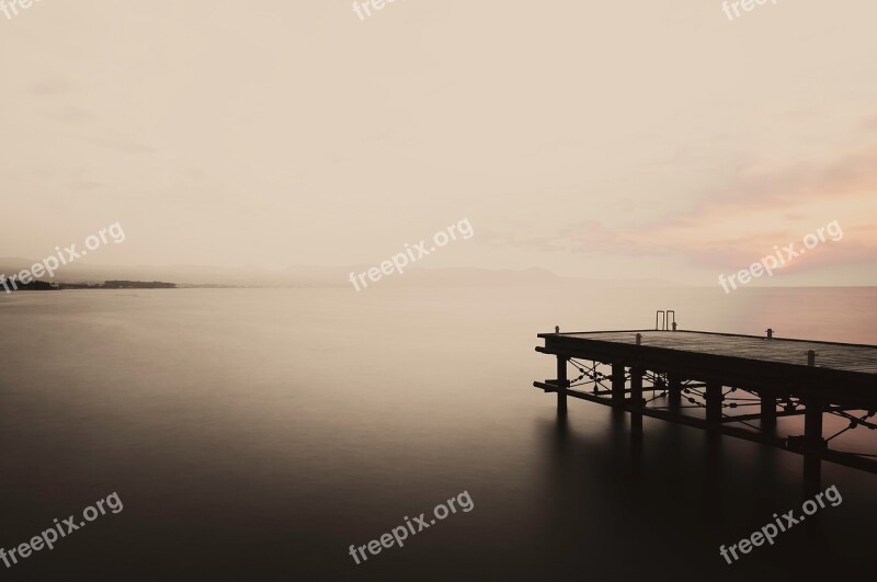 Pier Long Exposure Sea Mediterranean Calm