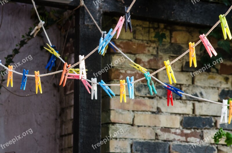 Clothespin Terrace Clothesline Rope Housework