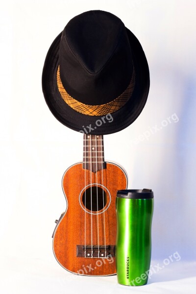 Music Ukulele Hat Coffee Old