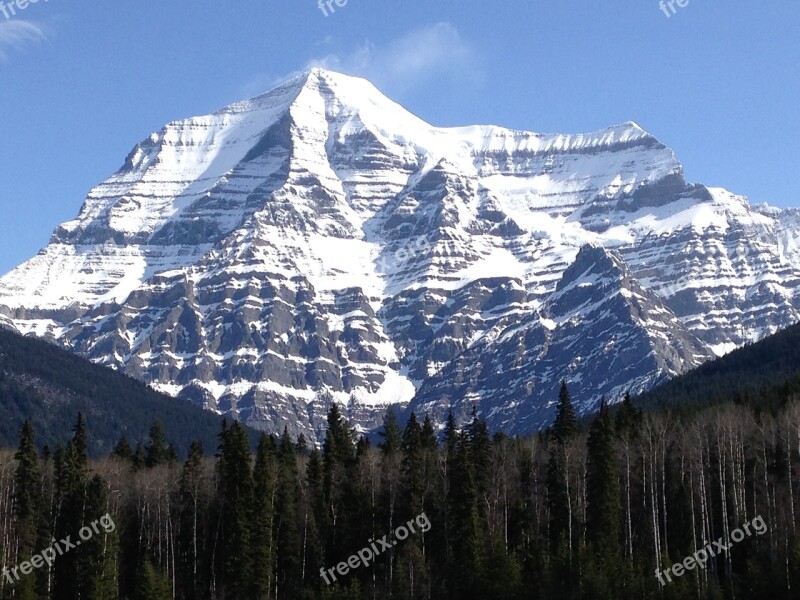 Mount Robson Mountain Rockies Forest Snow