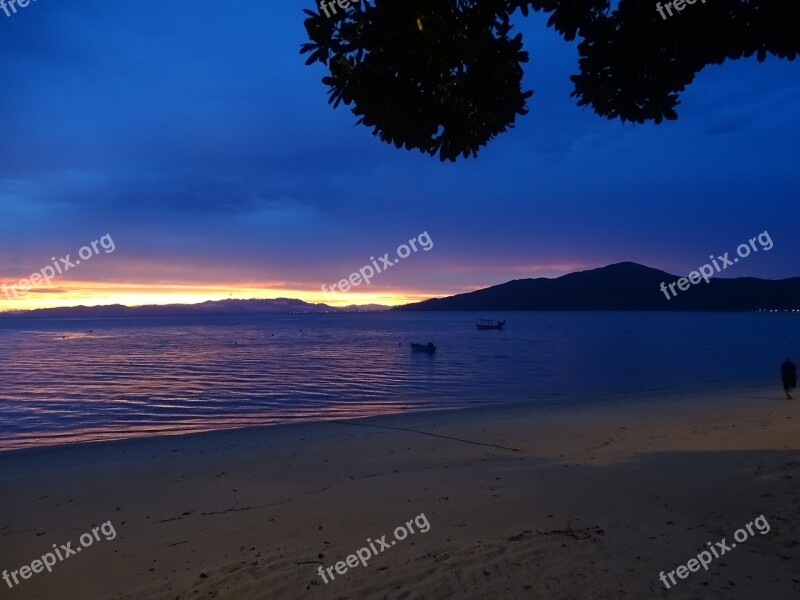 Eventide Sunset Landscape Horizon Clouds