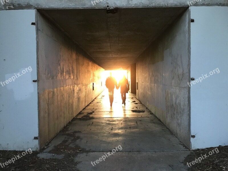 Tunnel Silhouette Light Underground Mystery