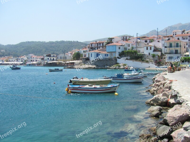 Greece Samos Boat Water Tranquility