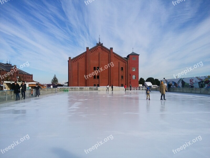 Red Brick Warehouse Skate Contrail Yokohama Free Photos