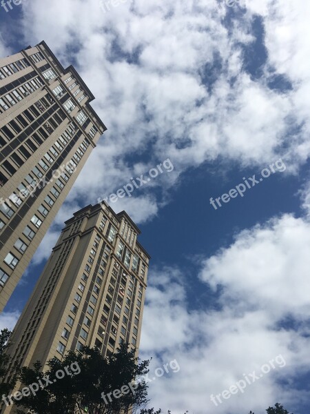 Tall Buildings Look Blue Sky White Cloud Free Photos