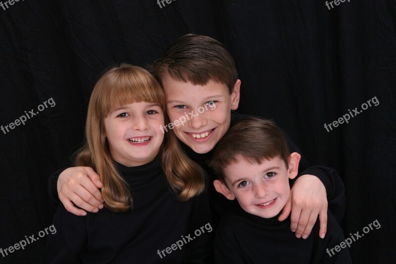 Siblings Three Children 3 Kids Laughing Free Photos