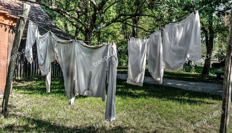 Clothesline White Was Drying Garden Underwear