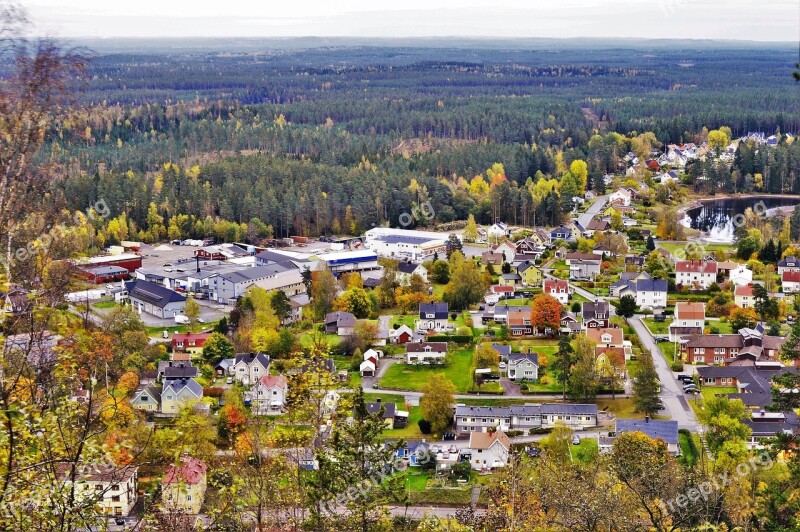 City Small Town Sweden Taberg Forest