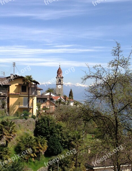 Ticino Switzerland Church Mountains Landscape