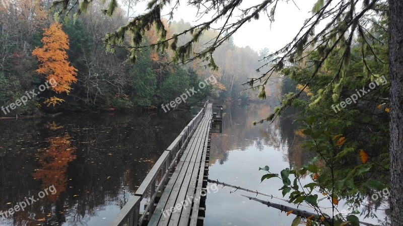 Mauricie Park Lake Bridge Floating