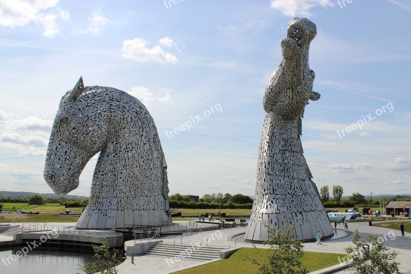 Kelpies Scotland Horse Canal Free Photos