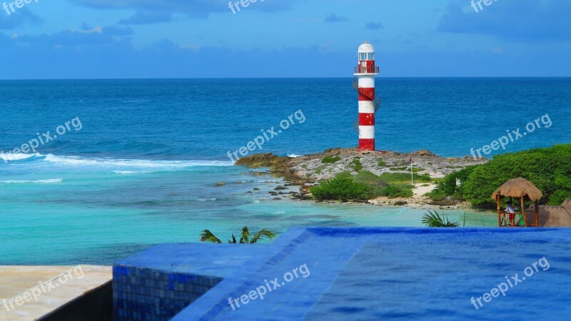 Mexico Lighthouse Landscape View Sea