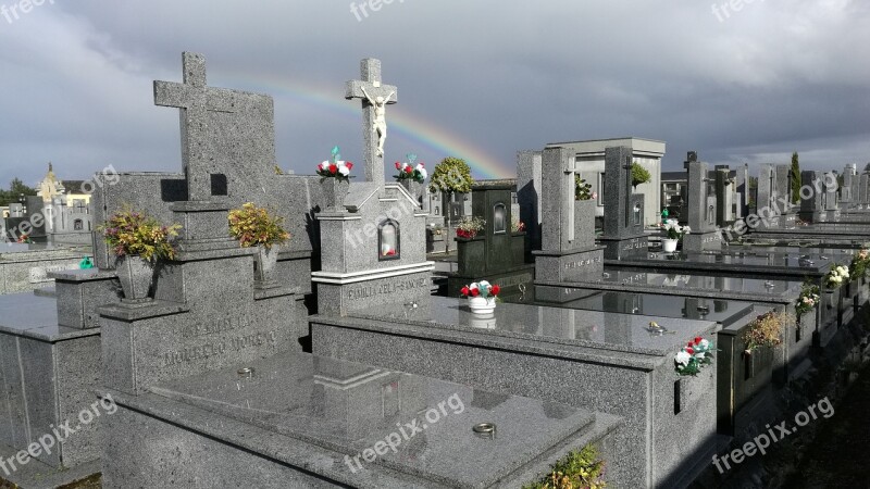 Cemetery Tombstone Rainbow Free Photos