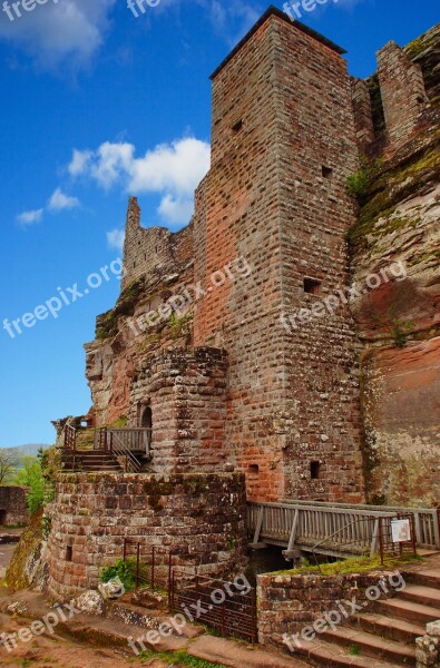 Ruin Castle France Heritage Sandstone