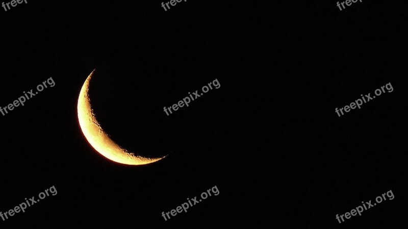 Moon Sickle Crescent Sky Night