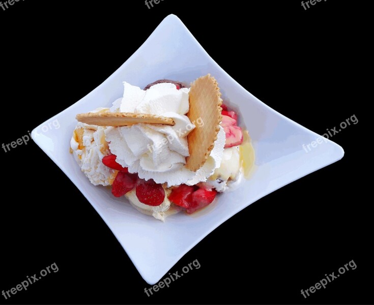 Ice Strawberry Waffle Fruit Cream