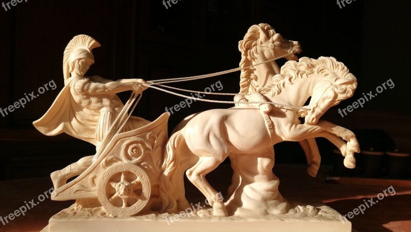 Sculpture Char Roman Alabaster Horse