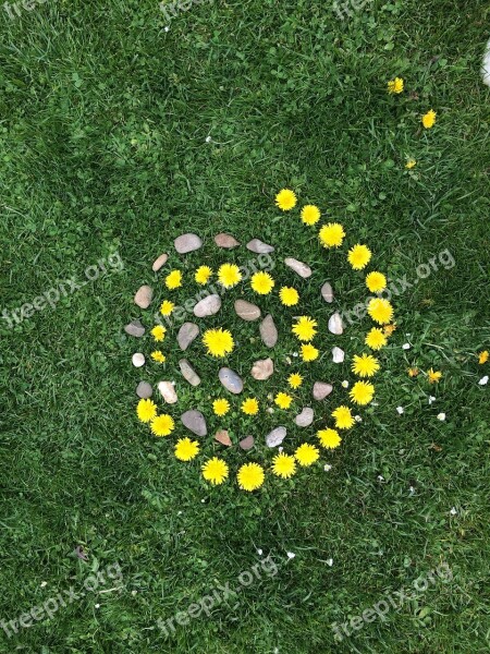 Land Art Children Flowers Stones Free Photos