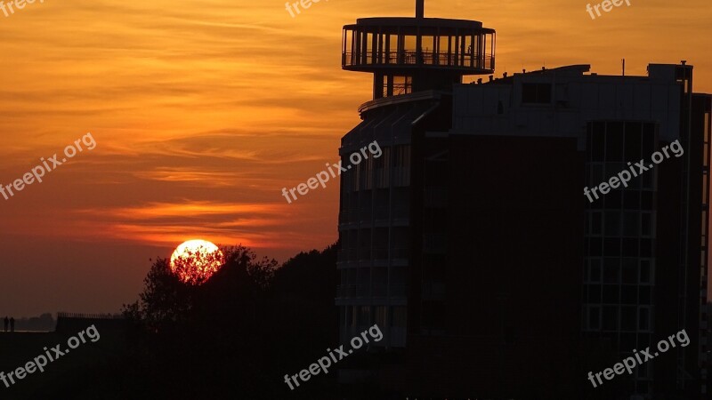 Sunset Sea Wilhelmshaven Evening Sky Beach