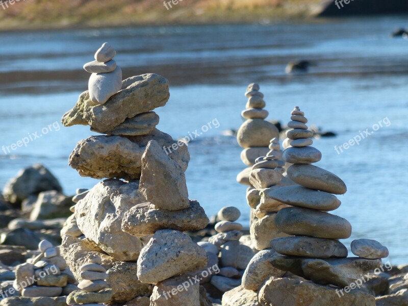 Cairn Water River Stones Stone Tower