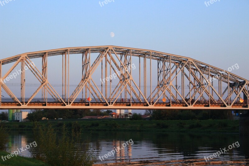 Kraków Bridge Moon Wisla River