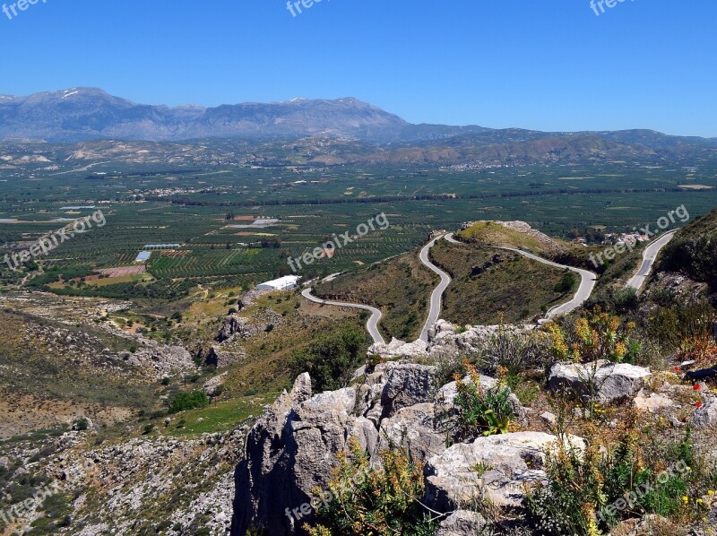 Crete Mountains Streets Curves Road